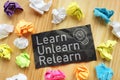 Learn Unlearn Relearn is shown using the text