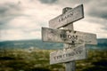 Learn from yesterday text on wooden signpost outdoors in nature. Royalty Free Stock Photo