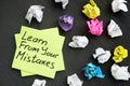 Learn from your mistakes and used memo sticks Royalty Free Stock Photo