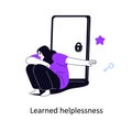 Learned helplessness, psychology concept. Helpless person refusing, rejecting help, ignoring solution to problem. Key