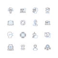 Learned minds line icons collection. Intelligence, Wisdom, Knowledge, Insight, Expertise, Acumen, Savvy vector and