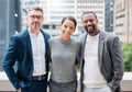 Learned the value of working hard, by working hard. Portrait of a group of businesspeople enjoying a break outside at