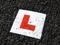 Learner drivers plate against black tarmac Royalty Free Stock Photo