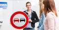 Learner in driving lessons theory explaining traffic situation