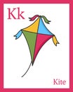 Learning the Alphabet Card - Kite Royalty Free Stock Photo