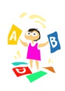 Learning the alphabet. Girl holding letters in her hands. Royalty Free Stock Photo