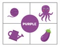 Learning basic primary colors for children. Purple. Royalty Free Stock Photo