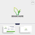 learning book plant leaf tree line logo template vector illustration Royalty Free Stock Photo