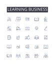 Learning business line icons collection. Pursuing education, Study commerce, Acquiring knowledge, Mastering marketing