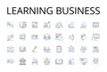 Learning business line icons collection. Pursuing education, Study commerce, Acquiring knowledge, Mastering marketing