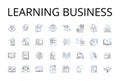 Learning business line icons collection. Pursuing education, Study commerce, Acquiring knowledge, Mastering marketing