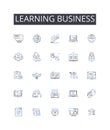 Learning business line icons collection. Pursuing education, Study commerce, Acquiring knowledge, Mastering marketing