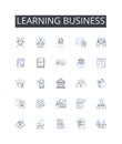 Learning business line icons collection. Pursuing education, Study commerce, Acquiring knowledge, Mastering marketing