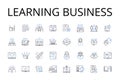 Learning business line icons collection. Pursuing education, Study commerce, Acquiring knowledge, Mastering marketing