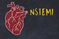 Learning cardio system concept. Chalk drawing of human heart and inscription NSTEMI Royalty Free Stock Photo