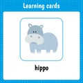 Learning cards for kids. Animals. Hippo Royalty Free Stock Photo