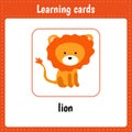 Learning cards for kids. Animals. Lion Royalty Free Stock Photo
