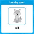 Learning cards for kids. Animals. Wolf