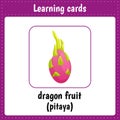 Learning cards for kids. Fruit. Dragon fruit. Pitaya Royalty Free Stock Photo