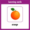 Learning cards for kids. Fruit. Educational worksheets for kids. Preschool activity