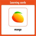 Learning cards for kids. Fruits. Mango Royalty Free Stock Photo