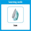 Learning cards for kids. Iron. Educational worksheets for kids. Preschool activity