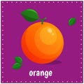 Learning cards for kids. Orange. Fruit. Educational worksheets for kids. Preschool activity