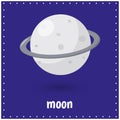 Learning cards for kids. Solar system. Moon. Educational worksheets for kids. Preschool activity page