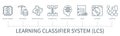 Learning classifier system vector infographic in minimal outline style