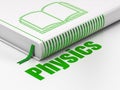 Learning concept: book Book, Physics on white background