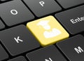Learning concept: Student on computer keyboard background Royalty Free Stock Photo