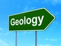 Learning concept: Geology on road sign background