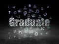 Learning concept: Graduate in grunge dark room