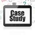 Learning concept: Tablet Computer with Case Study on display Royalty Free Stock Photo