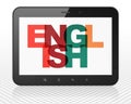 Learning concept: Tablet Pc Computer with English on display Royalty Free Stock Photo