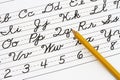 Learning cursive writing Royalty Free Stock Photo