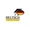 Learning Deutch German Language Class Logo. the language exchange program, forum, speech bubble