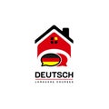 Learning Deutch German Language Class Logo. the language exchange program, forum, speech bubble