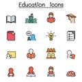 Learning and Education color line icon set