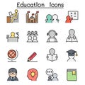 Learning and Education color line icon set