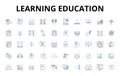Learning education linear icons set. Knowledge, Growth, Insight, Discovery, Progress, Skill, Understanding vector Royalty Free Stock Photo