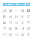 Learning education vector line icons set. Education, Learning, Studying, Knowledge, Instructing, Training, Teaching
