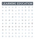 Learning education vector line icons set. Education, Learning, Studying, Knowledge, Instructing, Training, Teaching