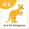 Learning English alphabet for kids. Letter K. Cute cartoon kangaroo. Royalty Free Stock Photo