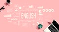 Learning English concept with laptop computer Royalty Free Stock Photo