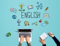 Learning English concept with people working together Royalty Free Stock Photo