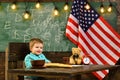 Learning english language in USA, independence day concept