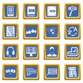 Learning foreign languages icons set blue Royalty Free Stock Photo