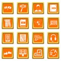 Learning foreign languages icons set orange Royalty Free Stock Photo