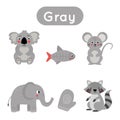 Learning gray color for preschool kids. Educational worksheet.